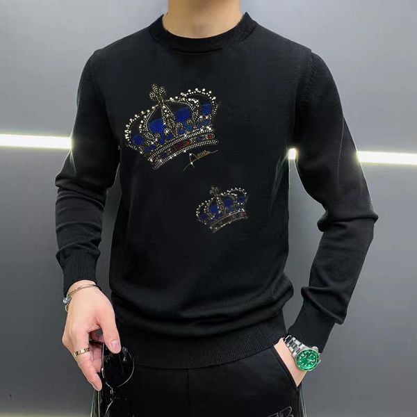 youth street cashmere thick oversized brand men's sweater crown rhinestone slim winter head pullover, White;black
youth street cashmere thick oversized brand men's sweater crown rhinestone slim winter head pullover, White;black