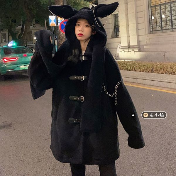 winter 2020 new korean loose rabbit ear hooded medium long heavy a woolen coat for women, Black
winter 2020 new korean loose rabbit ear hooded medium long heavy a woolen coat for women, Black