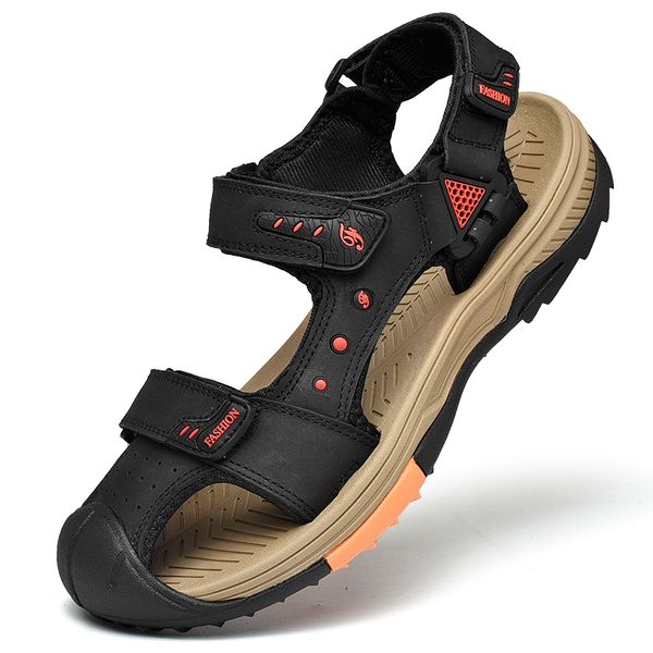 style of korean leisure men beach shoes outdoors walks summer trips natural leather sandals cover the platform sandales h7rm, Black
style of korean leisure men beach shoes outdoors walks summer trips natural leather sandals cover the platform sandales h7rm, Black
