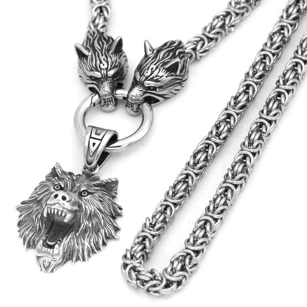 pendant necklaces nordic viking odin wolf with head geri and freki necklace stainless steel for men -king chain valknut gift bag, Silver
pendant necklaces nordic viking odin wolf with head geri and freki necklace stainless steel for men -king chain valknut gift bag, Silver