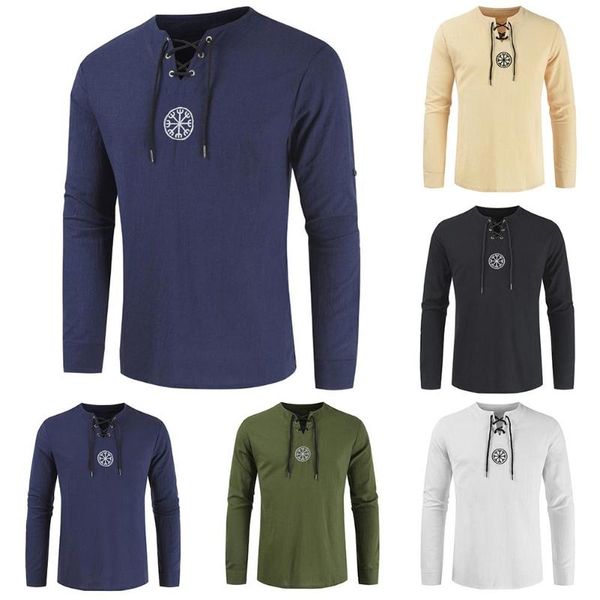 men's casual shirts men plus size shirt ancient viking embroidery lace up v neck long sleeve for clothing, White;black
men's casual shirts men plus size shirt ancient viking embroidery lace up v neck long sleeve for clothing, White;black