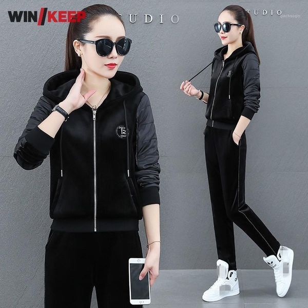 running sets winter double sided velvet women tracksuit slim hooded jacket elastic waist straight pants fitness sports two piece sets1, Black;blue
running sets winter double sided velvet women tracksuit slim hooded jacket elastic waist straight pants fitness sports two piece sets1, Black;blue