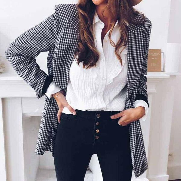autumn and winter ladies commuter blazer jacket lapel casual shirt plaid coat slim cardigan coat warm, White;black
autumn and winter ladies commuter blazer jacket lapel casual shirt plaid coat slim cardigan coat warm, White;black