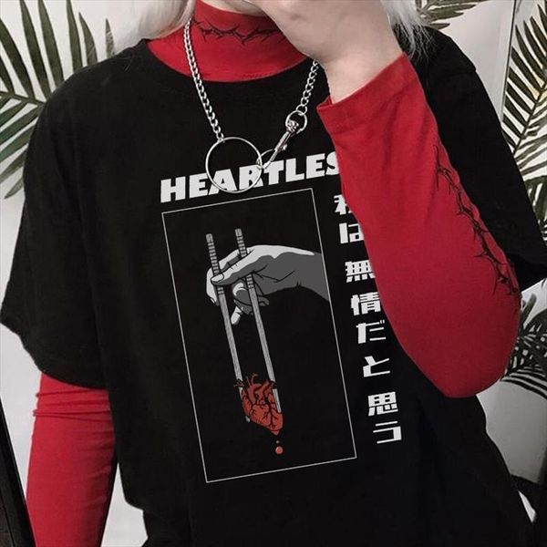 female heartless japanese style t shirt women kawaii grunge aesthetic vaporwave tshirt edgy fashion harajuku streetwear cute top, White
female heartless japanese style t shirt women kawaii grunge aesthetic vaporwave tshirt edgy fashion harajuku streetwear cute top, White