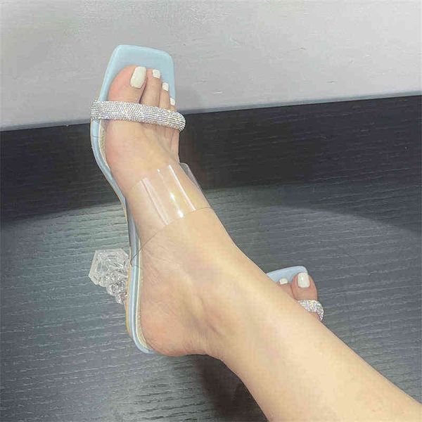 transparent high heels summer one word external slippers crystal thick heel middle heel sandals, Black
transparent high heels summer one word external slippers crystal thick heel middle heel sandals, Black