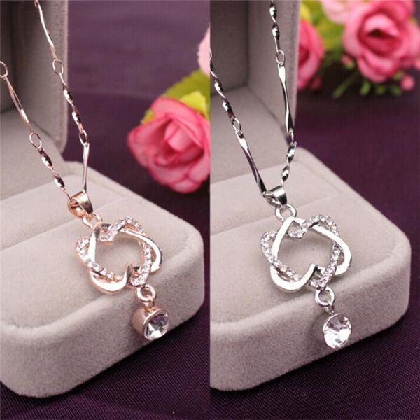 1pcs double heart winding crystal rhinestone short drop pendant necklace gift necklace dress for women jewelry, Silver
1pcs double heart winding crystal rhinestone short drop pendant necklace gift necklace dress for women jewelry, Silver