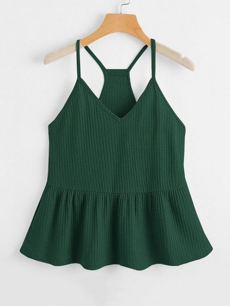 ruffle hem rib-knit cami b02y#, White
ruffle hem rib-knit cami b02y#, White