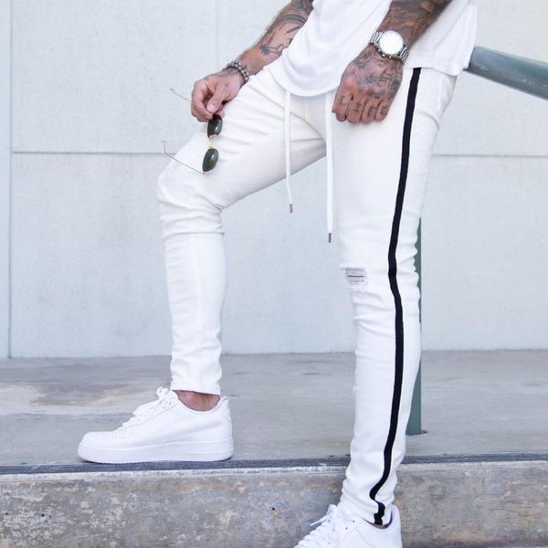 trendy men skinny jeans biker destroyed frayed fit denim ripped denim pants side stripe pencil pants hip hop streetwear, Black
trendy men skinny jeans biker destroyed frayed fit denim ripped denim pants side stripe pencil pants hip hop streetwear, Black