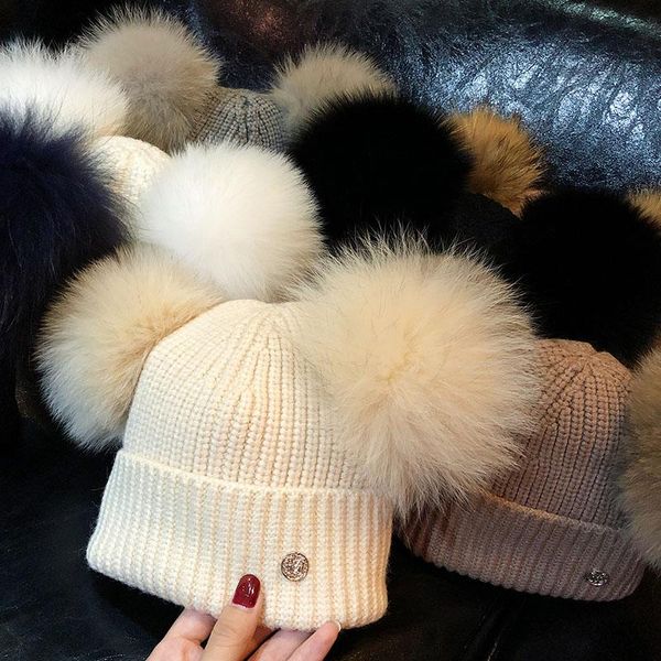 beanie/skull caps winter brand cap 16cm double real fur ball pom poms hat for lady knitted skullies women beanies, Blue;gray
beanie/skull caps winter brand cap 16cm double real fur ball pom poms hat for lady knitted skullies women beanies, Blue;gray