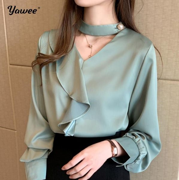 women's blouses & shirts 2021 autumn korean ruffle loose long sleeve v-neck white women office lady solid fashion blusas
women's blouses & shirts 2021 autumn korean ruffle loose long sleeve v-neck white women office lady solid fashion blusas