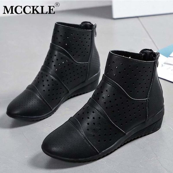 women ankle boots zipper wedge ladies non-slip breathable pu leather shoes woman hollow fashion casual female sewing boots, Black
women ankle boots zipper wedge ladies non-slip breathable pu leather shoes woman hollow fashion casual female sewing boots, Black