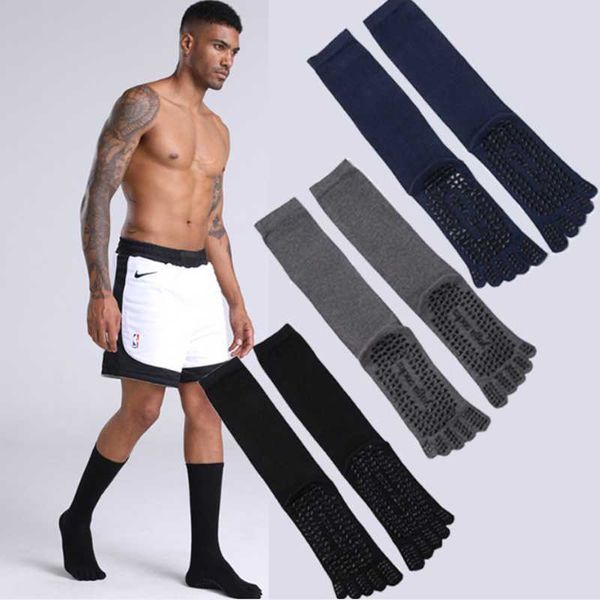 

1 pairs men yoga socks stockings anti-slip five toe sport socks for gym workout dance yoga pilates fitness sportswear, Black