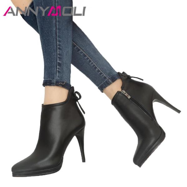 boots annymoli genuine leather ankle ladie shoes platform high heel bow natural real female footwear 40, Black
boots annymoli genuine leather ankle ladie shoes platform high heel bow natural real female footwear 40, Black