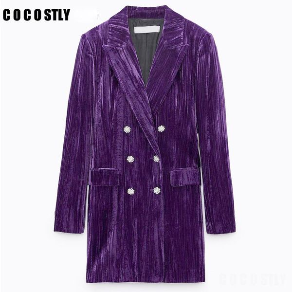 women's suits & blazers winter velvet and jackets women vintage purple chic button long coat female work office lady outwear, White;black
women's suits & blazers winter velvet and jackets women vintage purple chic button long coat female work office lady outwear, White;black