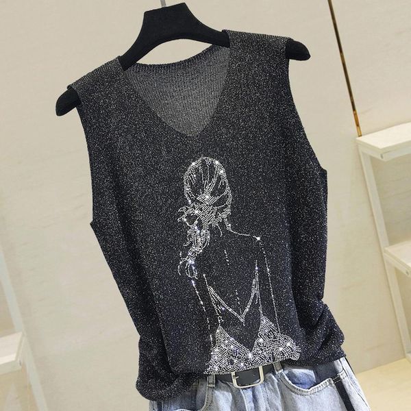 summer tank women thin bright silk knitted shirt women's new fashion girl rhinestones sleeveless vest outwear female, White
summer tank women thin bright silk knitted shirt women's new fashion girl rhinestones sleeveless vest outwear female, White