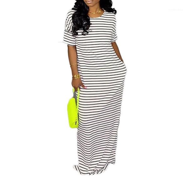 2020 new women summer o-neck short sleeve stripes print slim maxi dress fashion casual floor length long dresses vestidos1, White;black
2020 new women summer o-neck short sleeve stripes print slim maxi dress fashion casual floor length long dresses vestidos1, White;black