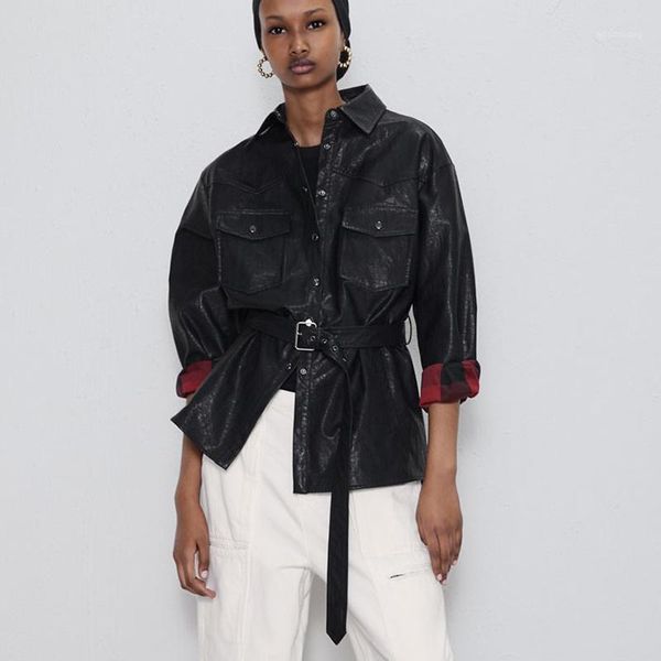 fandy lokar faux leather coats women fashion pu leather jackets women elegant tie belt waist pockets coats female ladies hv1, Black
fandy lokar faux leather coats women fashion pu leather jackets women elegant tie belt waist pockets coats female ladies hv1, Black