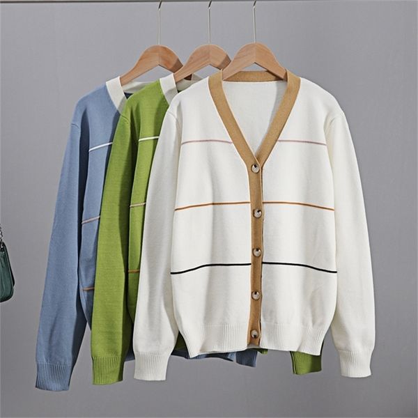 gigogou knitted cardigans autumn spring cardigan striped long sleeve v neck chic women sweater coat soft jumper y200915, White;black
gigogou knitted cardigans autumn spring cardigan striped long sleeve v neck chic women sweater coat soft jumper y200915, White;black