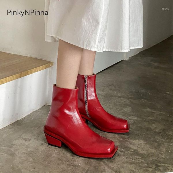 boots 2021 fall shining runway fahion women genuine leather vibrant red ankle chunky heels square toe plush lining booties shoe1, Black
boots 2021 fall shining runway fahion women genuine leather vibrant red ankle chunky heels square toe plush lining booties shoe1, Black