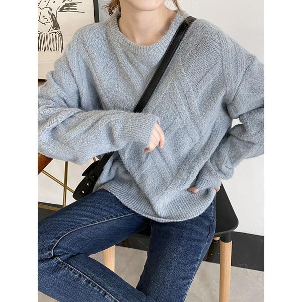 women's sweaters winter casual oversize warm jumper bottoming thickened irregular diamond stitch mohair pullover commute sweater, White;black
women's sweaters winter casual oversize warm jumper bottoming thickened irregular diamond stitch mohair pullover commute sweater, White;black