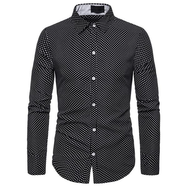 men's black dots dress shirts 2020 stylish new long sleeve shirt men party business social shirt male camisa social masculina, White;black
men's black dots dress shirts 2020 stylish new long sleeve shirt men party business social shirt male camisa social masculina, White;black