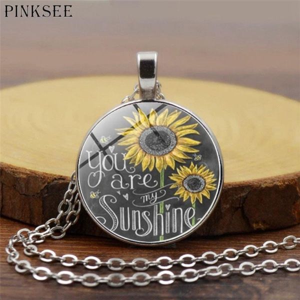 pinksee long chain necklace lovely sunflower round glass pendant vintage necklace jewelry for women, Silver
pinksee long chain necklace lovely sunflower round glass pendant vintage necklace jewelry for women, Silver