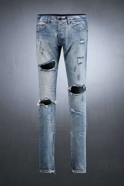 men's new worn-out slim foot zipper trend jeans high street hip-hop personalized beggars cargo compression pants for men, Black
men's new worn-out slim foot zipper trend jeans high street hip-hop personalized beggars cargo compression pants for men, Black
