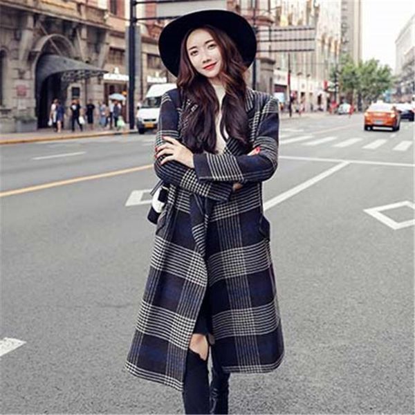 women's trench coats 2021 spring autumn casual loose plaid long coat female korean winter woolen x352, Tan;black
women's trench coats 2021 spring autumn casual loose plaid long coat female korean winter woolen x352, Tan;black