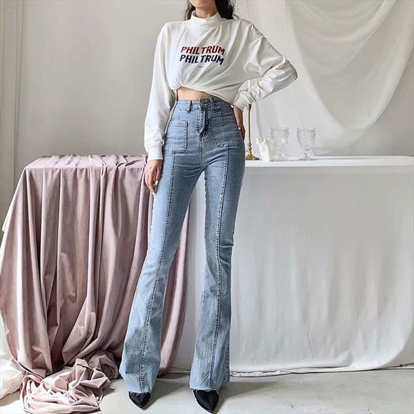 autumn and winter new european and american style high waist stretch horn jeans women, slim long legs solid color jeans women, Blue
autumn and winter new european and american style high waist stretch horn jeans women, slim long legs solid color jeans women, Blue