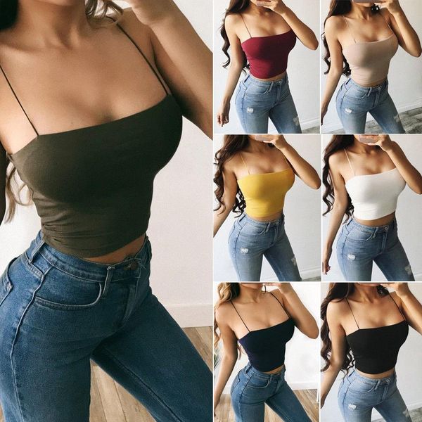 women ladies tanks crop casual solid strap camis sleeveless vest clothes summer drop shipping, White
women ladies tanks crop casual solid strap camis sleeveless vest clothes summer drop shipping, White
