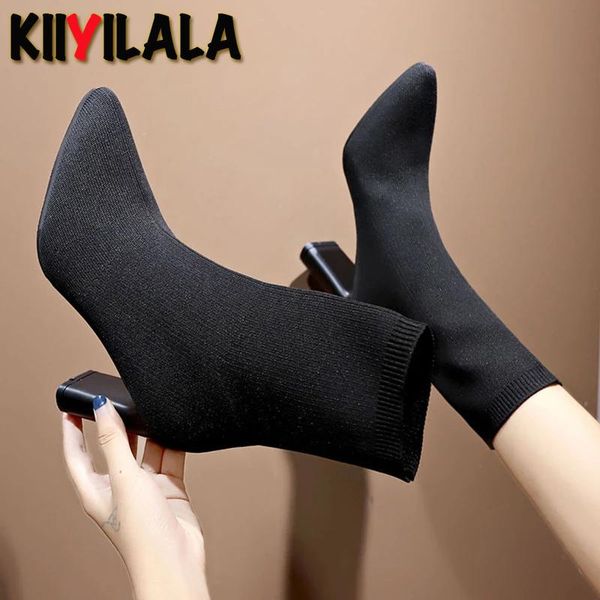 kiiyilala 8cm high heels simple fashion stretch socks boots women's shoes skinny women pointed knit bare boots big size 43, Black
kiiyilala 8cm high heels simple fashion stretch socks boots women's shoes skinny women pointed knit bare boots big size 43, Black