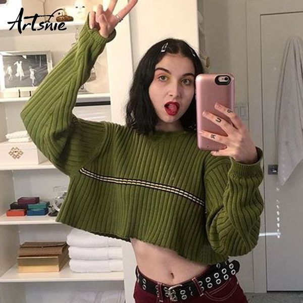 artsnie spring striped casual knitted crop sweater women o neck long sleeve pullover winter jumper pull femme girls sweater y200720, White;black
artsnie spring striped casual knitted crop sweater women o neck long sleeve pullover winter jumper pull femme girls sweater y200720, White;black