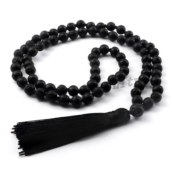 8mm beads necklace natural volcanic lava stone handmade knot mala tassel necklaces for women men rosary meditation jewelry gift, Silver
8mm beads necklace natural volcanic lava stone handmade knot mala tassel necklaces for women men rosary meditation jewelry gift, Silver