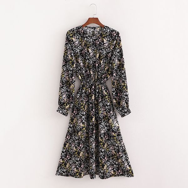 2021 new neck long dresses womens a line full sleeve high street floral print clothing spring summer 1f22, Black;gray
2021 new neck long dresses womens a line full sleeve high street floral print clothing spring summer 1f22, Black;gray