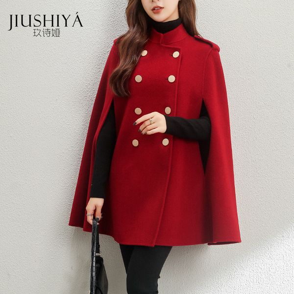 jiushiya short double-sided cashmere women's 2020 new high-end cape type double breasted woolen coat, Black
jiushiya short double-sided cashmere women's 2020 new high-end cape type double breasted woolen coat, Black