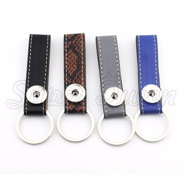 4 Colors 2016 Genuine Leather1 Button 18mm Snap Button Keychain Women's Fashion Diy Jewelry Men's Keyring K235 One D Bbylzw