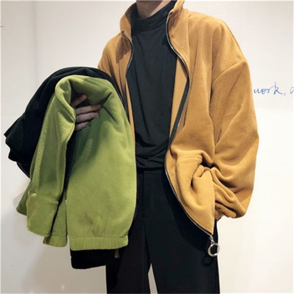 mens womens autumn winter couples solid fleece jackets coats sweater loose stand collar male female street, Black;brown
mens womens autumn winter couples solid fleece jackets coats sweater loose stand collar male female street, Black;brown