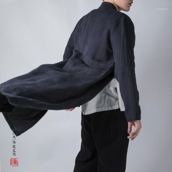 men slim trench coat cotton linen jacquard long overcoats mens stand collar chinese clothing tang suits outerwear1, Tan;black
men slim trench coat cotton linen jacquard long overcoats mens stand collar chinese clothing tang suits outerwear1, Tan;black