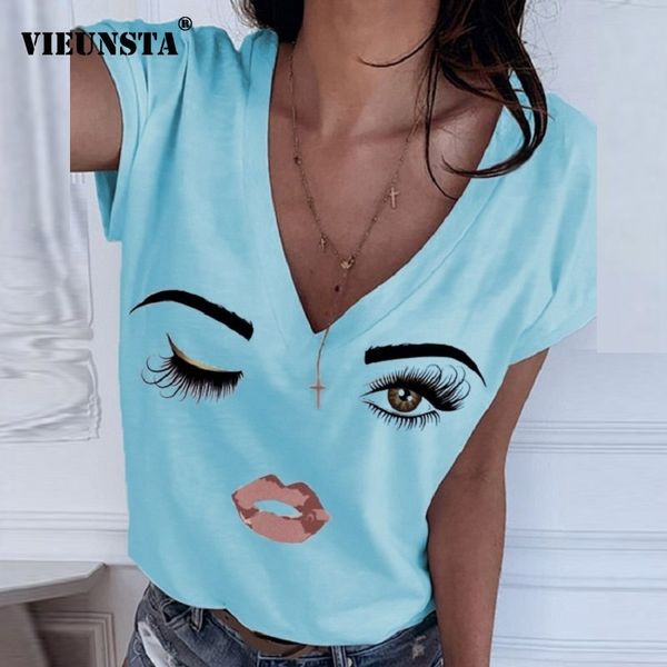 elegant lips eyes print shirt women blouses summer v neck short sleeve shirt casual streetwear women pullover plus size y200622, White
elegant lips eyes print shirt women blouses summer v neck short sleeve shirt casual streetwear women pullover plus size y200622, White