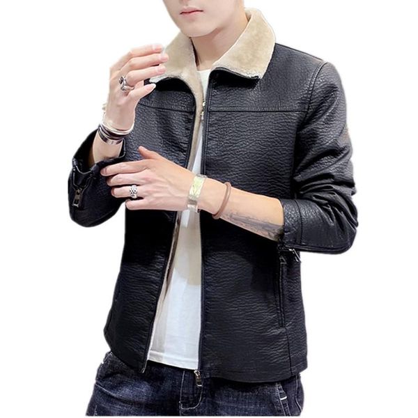 men's fur & faux one cotton coat leather plus velvet jacket pu slim short casual thickened lapel, Black
men's fur & faux one cotton coat leather plus velvet jacket pu slim short casual thickened lapel, Black