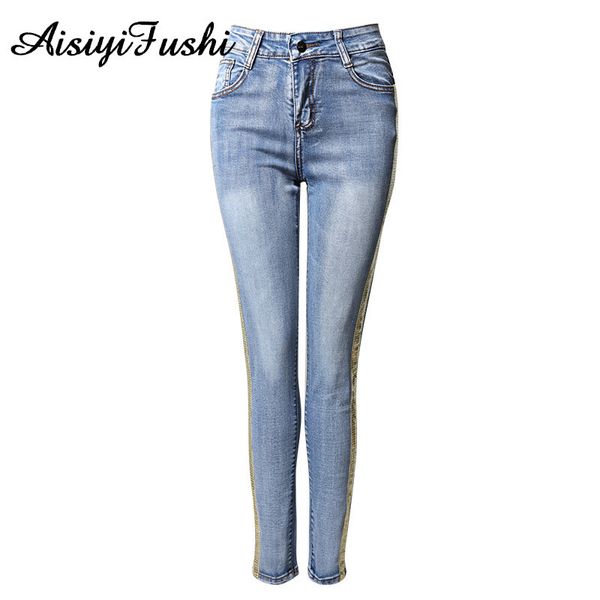 patchwork skinny sequined jeans with stripes for women denim trouser jeans female stretch pencil pants side striped blue jeans 201105
patchwork skinny sequined jeans with stripes for women denim trouser jeans female stretch pencil pants side striped blue jeans 201105