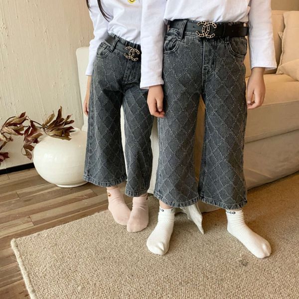 girls' jeans 2021 spring and autumn new wear korean straight trousers children's wide leg pants, Blue 
girls' jeans 2021 spring and autumn new wear korean straight trousers children's wide leg pants, Blue