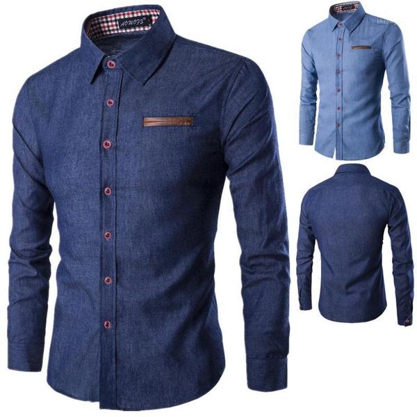 men's dress shirts fashion denim blue men shirt long-sleeved casual for slim fit luxury male formal year1, White;black
men's dress shirts fashion denim blue men shirt long-sleeved casual for slim fit luxury male formal year1, White;black