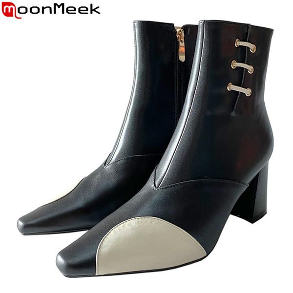 boots moonmeek 2021 genuine leather mixed colors ladies shoes autumn winter heels ankle for woman, Black
boots moonmeek 2021 genuine leather mixed colors ladies shoes autumn winter heels ankle for woman, Black