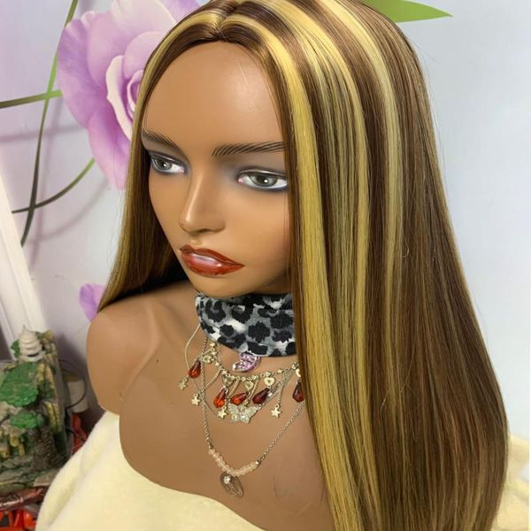 synthetic wigs honey blonde highlight color straight wig soft machine weft made with natural part black women small medium large size
synthetic wigs honey blonde highlight color straight wig soft machine weft made with natural part black women small medium large size