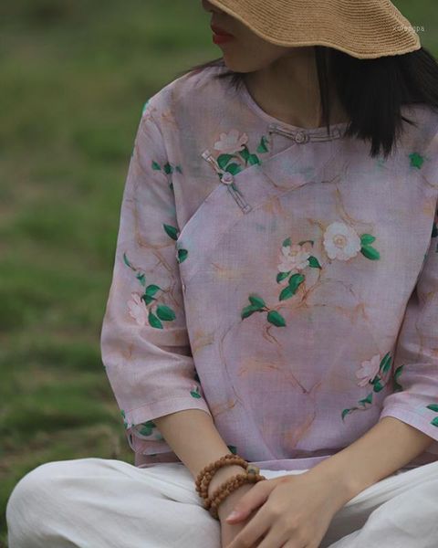 vintage slant frog buttons digital camellia flower print pure ramie blouse, summer thin cool half sleeve shirts1, White
vintage slant frog buttons digital camellia flower print pure ramie blouse, summer thin cool half sleeve shirts1, White