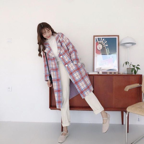 2020 new winter coat female temperament korean plaid long jacket belt ladies eleagnt woolen coat women autumn cloth1, Black
2020 new winter coat female temperament korean plaid long jacket belt ladies eleagnt woolen coat women autumn cloth1, Black