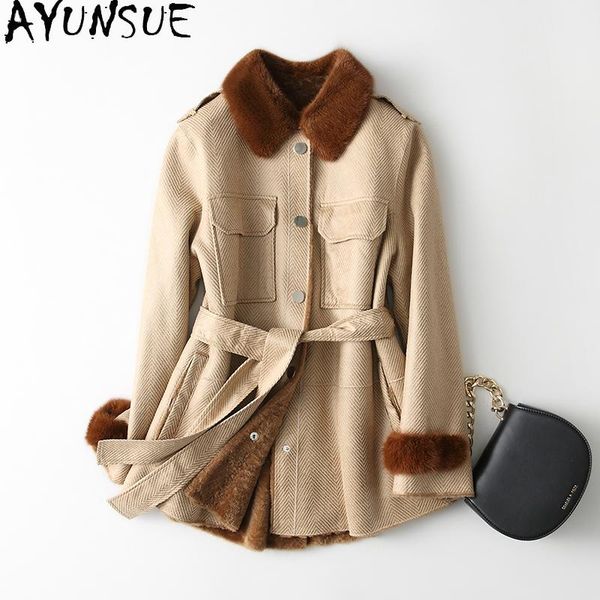 women's fur & faux ayunsue fashion real coat women 100% wool female jacket korean autumn winter clothes collar 2021 ropa de mujer 14lw, Black
women's fur & faux ayunsue fashion real coat women 100% wool female jacket korean autumn winter clothes collar 2021 ropa de mujer 14lw, Black
