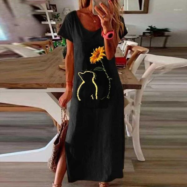 cotton dress plus size women cats floral butterfly print summer dress elegant retro o neck short sleeve slit party vestido1, Black;gray
cotton dress plus size women cats floral butterfly print summer dress elegant retro o neck short sleeve slit party vestido1, Black;gray