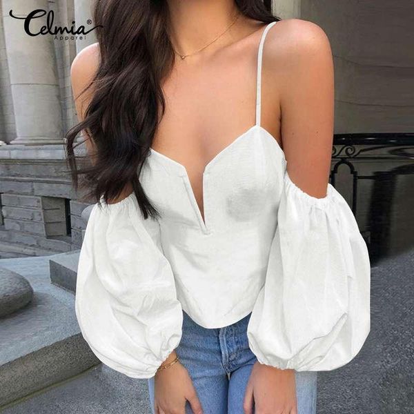 celmia women off shoulder blouses fashion straps deep v-neck shirts lantern sleeve elegant blouses club blusas 5xl, White
celmia women off shoulder blouses fashion straps deep v-neck shirts lantern sleeve elegant blouses club blusas 5xl, White